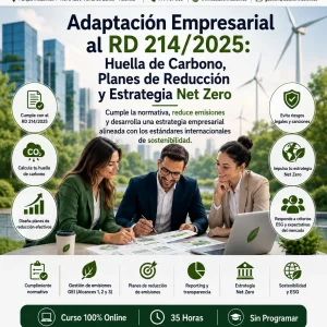 Curso RD 214/2025 sobre huella de carbono, planes de reducción de emisiones y estrategia Net Zero para empresas