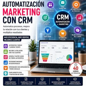 Curso de Automatización del Marketing y CRM bonificado FUNDAE — HubSpot, ActiveCampaign y Make